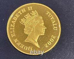 9999 Australian 2002 50 Dollar Gold Queen Elizabeth II Tuvalu Horse, 1/2 oz