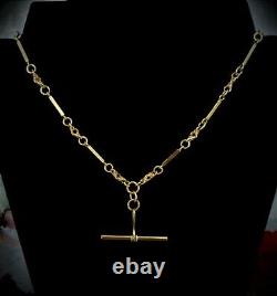 9CT SOLID YELLOW GOLD BAR AND KNOT LINK NECKLACE/CHAIN 17.8gr