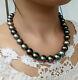 Aaaaa 1712-14mm Natural Real Round Tahitian Gray Black Pearl Necklace 14k Gold