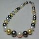 Aaaaa 1810-11mm Round Natural Real South Sea Multicolor Pearl Necklace 14k Gold