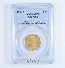 AU50 1889-S Australia 1 Sovereign Gold Coin Graded PCGS 7310