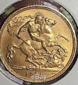 AUSTRALIAN 1911(S) KGV half Sovereign 22ct Gold coin