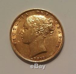 AUSTRALIA / 1877S Full Gold Sovereign, Shield Reverse Queen Victoria