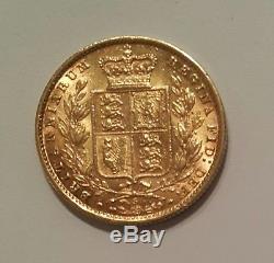 AUSTRALIA / 1877S Full Gold Sovereign, Shield Reverse Queen Victoria