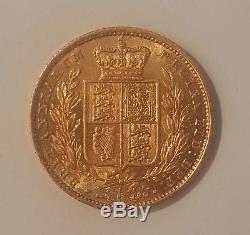 AUSTRALIA / 1879S Full Gold Sovereign, Sheild Reverse Queen Victoria