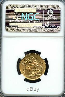 AUSTRALIA 1895 M Gold Sovereign Queen Victoria NGC graded MS63 good luster
