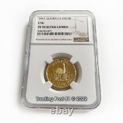 AUSTRALIA 1991 EMU Gold Coin $200 TOP POP ONLY ONE COIN IN NGC PF 70 UC