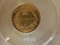 Antique 1866 Australia gold coin sovereign Sydney Victoria head PCGS AU55 young