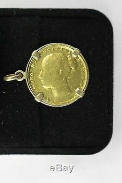Antique 1873 QUEEN VICTORIA Sovereign Gold Coin pendant Young head and St. George