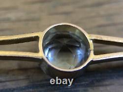 Antique 9ct Rose Gold Aquamarine Bar Pin Brooch