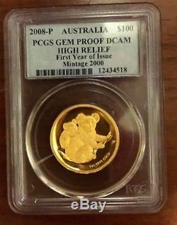 Australia $100 2008-P KOALA PCGS-Gem Proof DCAM HIGH RELIEF 1 oz. Gold, Beauty