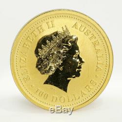 Australia 100 dollars Year of the Rooster 1 oz gold coin 2005