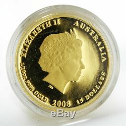 Australia 15 $ Year of the Mouse Lunar Series I 1/10 Oz proof gold coin 2008