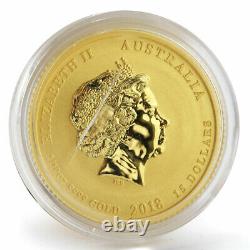 Australia 15 dollars Lunar calendar Year of Dog Bullion gold coin 1/10 oz 2018