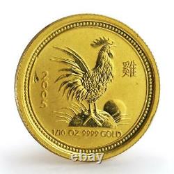 Australia 15 dollars Lunar calendar Year of Rooster gold coin 1/10 oz 2005