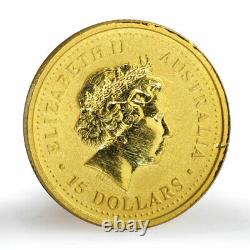 Australia 15 dollars Lunar calendar Year of Rooster gold coin 1/10 oz 2005