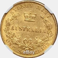 Australia 1866 Victoria Gold Sovereign NGC MS-61 Scarce in Mint State