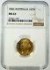Australia 1866 Sy Sovereign Sydney Mint Ngc Ms63 Beautiful Coin Rare Grade