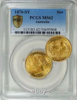 Australia 1870-SY Gold 1 Sovereign PCGS MS-62 Rare in UNC