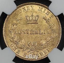 Australia 1870 S 1 Sovereign Sov Gold Coin NGC AU58 Sydney Mint KM4 Choice AU