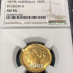 Australia 1879 S Sovereign Ngc Au55 Sydney Gold R46