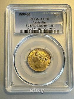 Australia 1880-M Victoria Gold Sovereign PCGS AU58