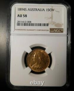 Australia 1894 S Sovereign Gold NGC AU 58