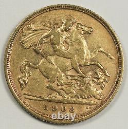 Australia 1908 S 1/2 Half Sovereign Sov Gold Coin XF King Edward VII Sydney Mint