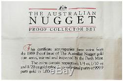 Australia 1989 Nugget 3 coins Gold Proof Set with Box & COA