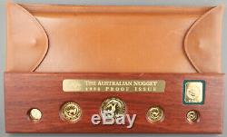 Australia 1990 Gold Nugget/Kangaroo 1.9 Oz Gold 5 Coin GEM Proof Set +Mint Case