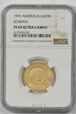 Australia 1992 $200 gold NGC Proof 69UC Echidna. 0.2948oz gold NG1205 combine sh