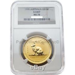 Australia 1999 Rabbit $100 1 oz Gold NGC MS70 SKU#2929