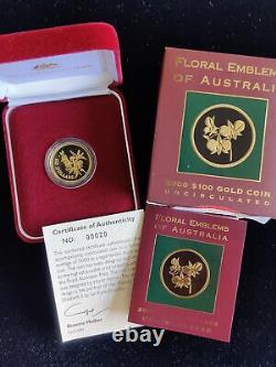Australia 2000 $100 1/3oz Gold Floral Emblems of Australia Uncirculated #08914