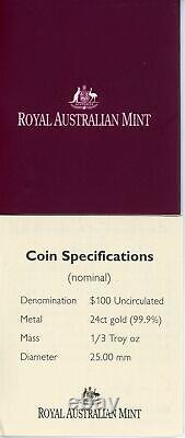 Australia 2000 $100 1/3oz Gold Floral Emblems of Australia Uncirculated #08914
