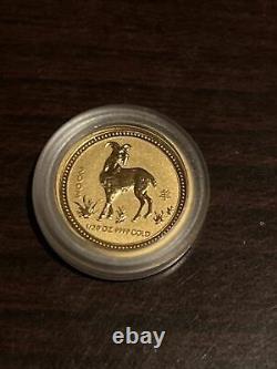Australia 2003 Year of Goat 1/20 oz Gold Coin In Capsule (actual Coin)! ? Rare