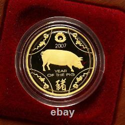 Australia 2007 1/10oz Proof Gold Lunar Year of The Pig Coin in OGP 014848