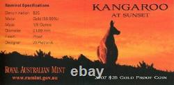 Australia 2007 1/5oz Proof Gold Kangaroo At Sunset in OGP 021105