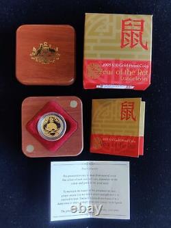 Australia 2008 1/10oz Proof Gold Lunar Year of The Rat Coin in OGP 015944