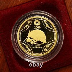 Australia 2008 1/10oz Proof Gold Lunar Year of The Rat Coin in OGP 015944