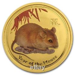 Australia 2008 Gold Coin 1/2 oz Colorized Lunar Year of the Mouse 50 Dollars