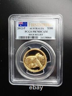 Australia 2012-P 1 oz Gold Koala High Relief FS PCGS PR70DCAM WithCOA