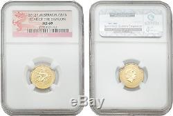Australia 2012 Year of Dragon 15 Dollars 1/10 oz Gold NGC MS-69