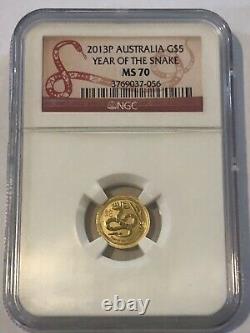 Australia 2013P Year of the Snake $5 1/20 oz Gold Coin NGC MS70