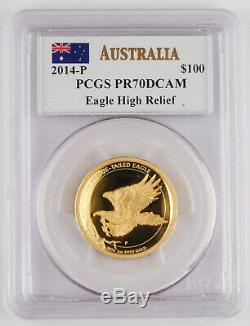 Australia 2014 $100 1 Oz Gold Wedge-Tailed Eagle Coin High Relief PCGS PR70 DCAM