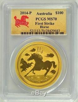 Australia 2014 Year of Horse 1 oz Gold PCGS First Strike MS-70