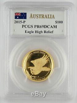 Australia 2015 $100 1 Oz Gold Wedge-Tailed Eagle Coin High Relief PCGS PR69 DCAM