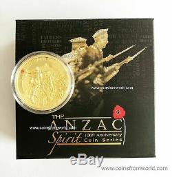 Australia 2015 200$ ANZAC Spirit Baptism Of Fire 2oz Gold High Relief Coin COA 1