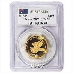 Australia 2015 High Relief Gold Wedge-Tailed Eagle $100 PCGS PR 70DCAM Mercanti