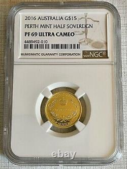 Australia 2016 Perth Mint Half Sovereign $15 Gold NGC PF69 ULTRA CMAEO SKU# 7054