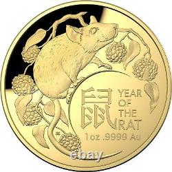 Australia 2020 Lunar Year of the Rat 1oz Gold Proof Domed RAM Coin # 462 of 750